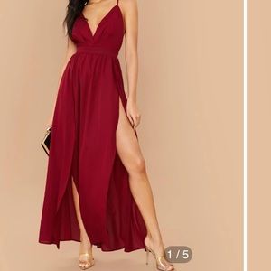 Shein red slit dress